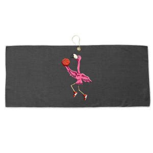 Flamingo Basketball Flamingo Playing Basketball Flamingo Large Microfiber Waffle Golf Towel