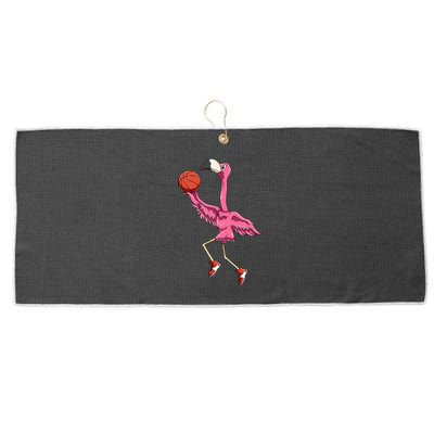 Flamingo Basketball Flamingo Playing Basketball Flamingo Large Microfiber Waffle Golf Towel