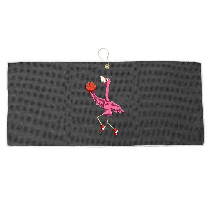 Flamingo Basketball Flamingo Playing Basketball Flamingo Large Microfiber Waffle Golf Towel