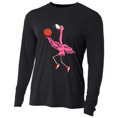 Flamingo Basketball Flamingo Playing Basketball Flamingo Cooling Performance Long Sleeve Crew