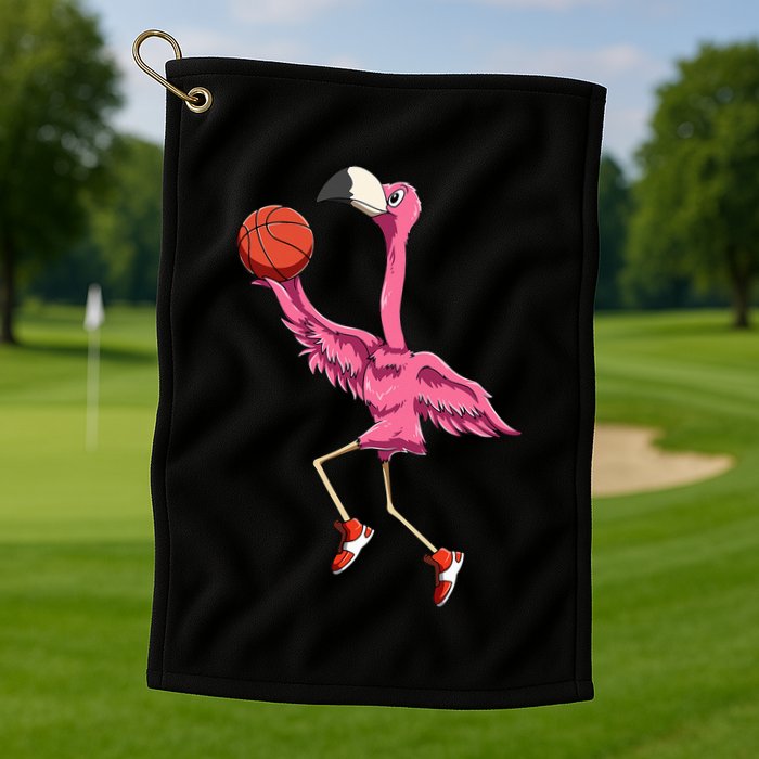 Flamingo Basketball Flamingo Playing Basketball Flamingo Golf Towel