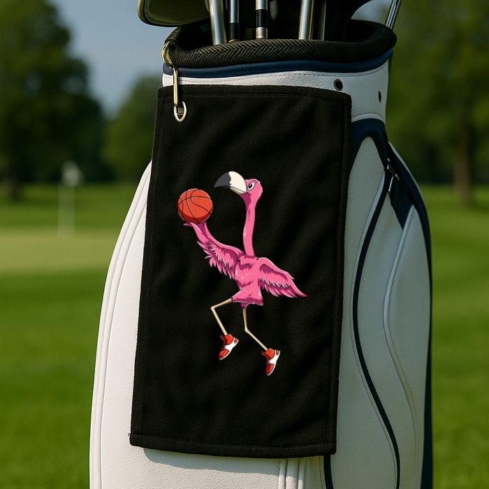 Flamingo Basketball Flamingo Playing Basketball Flamingo Golf Towel