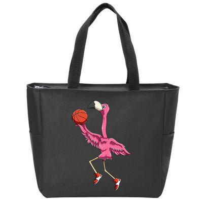 Flamingo Basketball Flamingo Playing Basketball Flamingo Zip Tote Bag