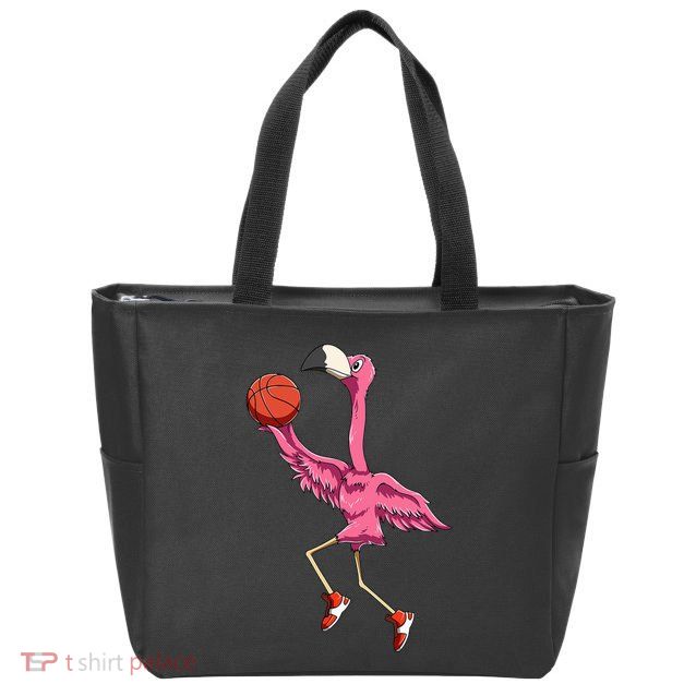 Flamingo Basketball Flamingo Playing Basketball Flamingo Zip Tote Bag
