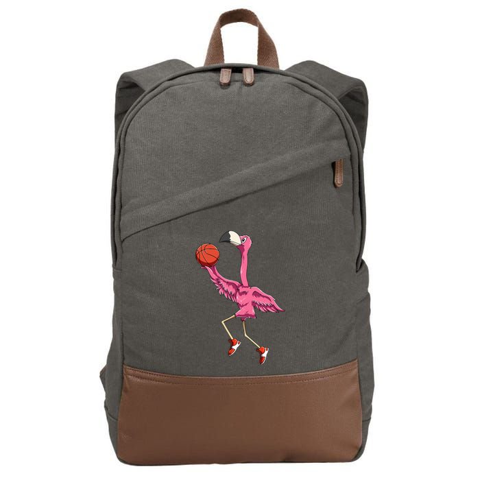 Flamingo Basketball Flamingo Playing Basketball Flamingo Cotton Canvas Backpack