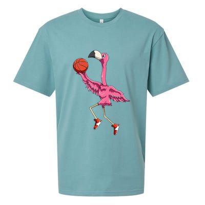 Flamingo Basketball Flamingo Playing Basketball Flamingo Sueded Cloud Jersey T-Shirt