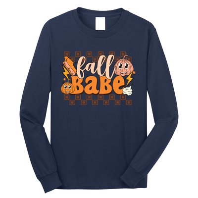 Fall Babe Fall Vibes Autumn Season Thanksgiving Pumpkin Spice Funny Long Sleeve Shirt