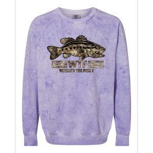 Funny Bass Fishing Camo Wtf Wheres The Fish Cool Gift Colorblast Crewneck Sweatshirt