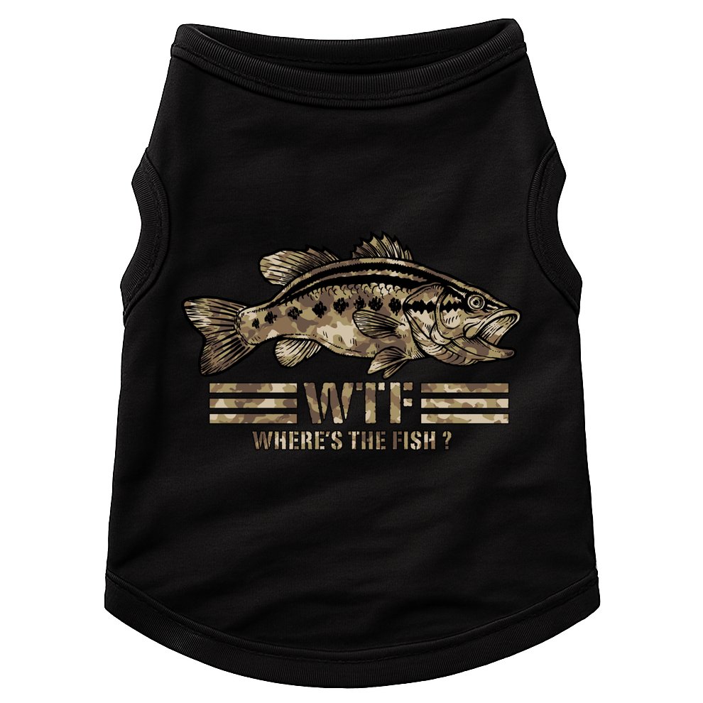 Funny Bass Fishing Camo Wtf Wheres The Fish Cool Gift Doggie Tank