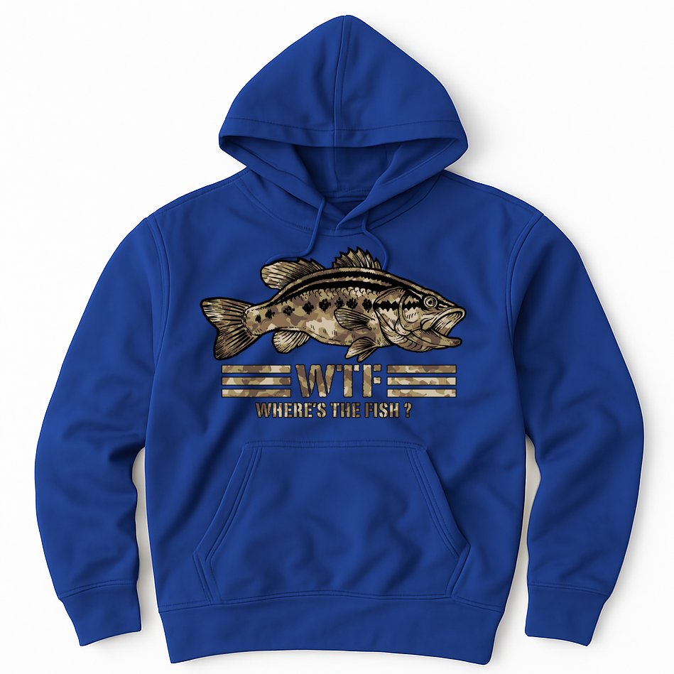 Funny Bass Fishing Camo Wtf Wheres The Fish Cool Gift Hoodie