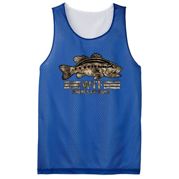 Funny Bass Fishing Camo Wtf Wheres The Fish Cool Gift Mesh Reversible Basketball Jersey Tank