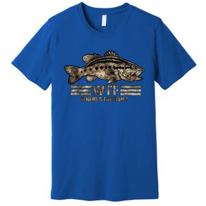 Funny Bass Fishing Camo Wtf Wheres The Fish Cool Gift Premium T-Shirt