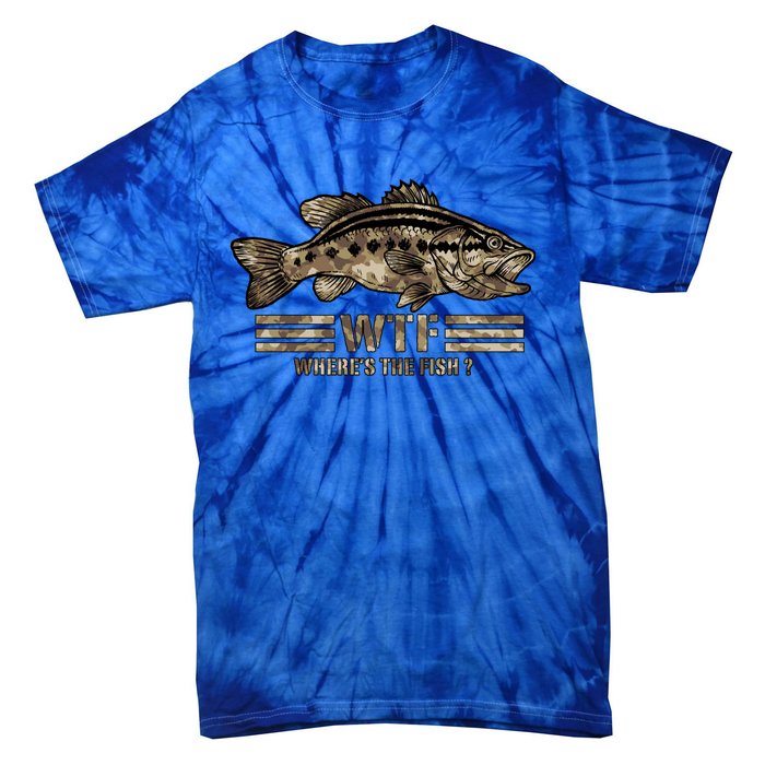 Funny Bass Fishing Camo Wtf Wheres The Fish Cool Gift Tie-Dye T-Shirt