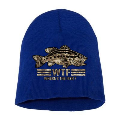 Funny Bass Fishing Camo Wtf Wheres The Fish Cool Gift Short Acrylic Beanie