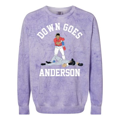 Funny Baseball Fight Down Goes Anderson Colorblast Crewneck Sweatshirt