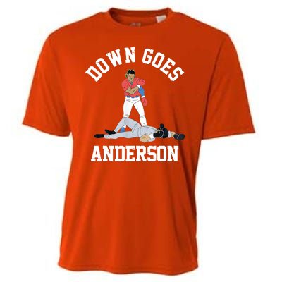 Funny Baseball Fight Down Goes Anderson Cooling Performance Crew T-Shirt