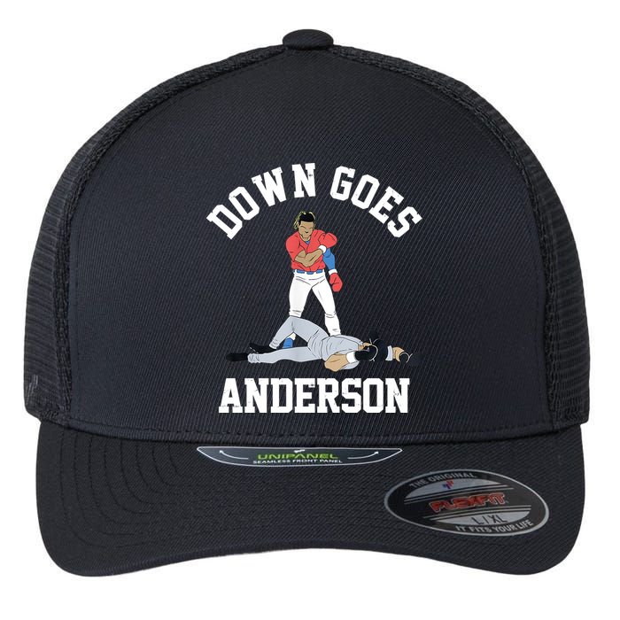 Funny Baseball Fight Down Goes Anderson Flexfit Unipanel Trucker Cap