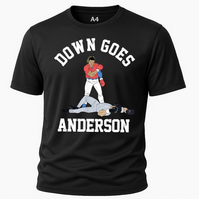 Funny Baseball Fight Down Goes Anderson Cooling Performance Crew T-Shirt