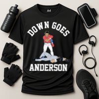 Funny Baseball Fight Down Goes Anderson Cooling Performance Crew T-Shirt