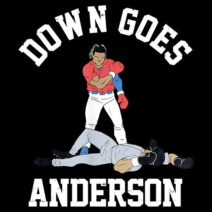 Funny Baseball Fight Down Goes Anderson Cooling Performance Crew T-Shirt