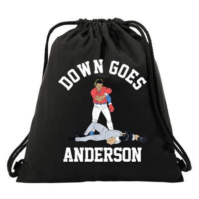 Funny Baseball Fight Down Goes Anderson Drawstring Bag