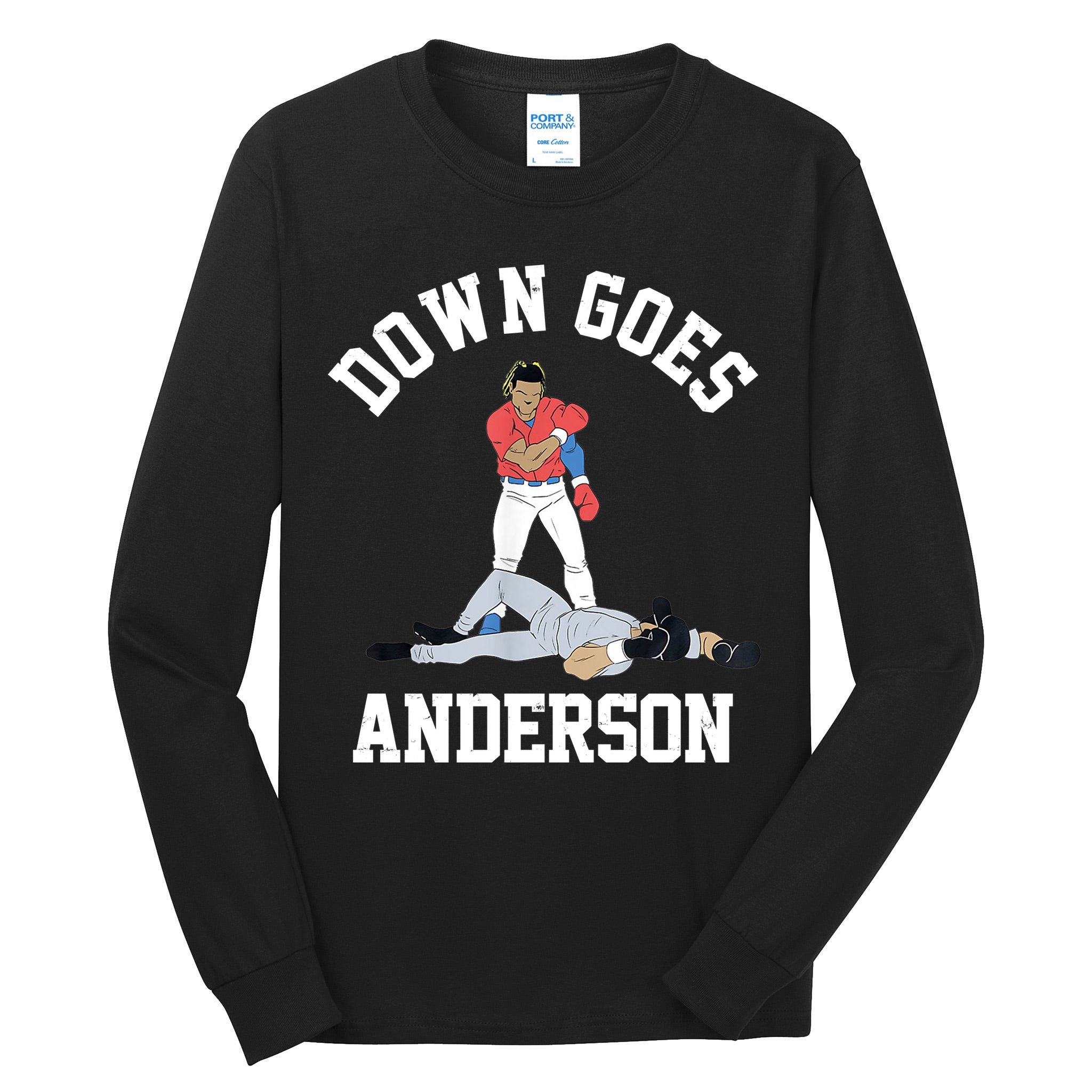 Funny Baseball Fight Down Goes Anderson Tall Long Sleeve T-Shirt