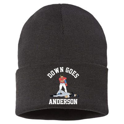 Funny Baseball Fight Down Goes Anderson Sustainable Knit Beanie