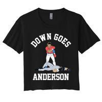 Funny Baseball Fight Down Goes Anderson Women's Crop Top Tee