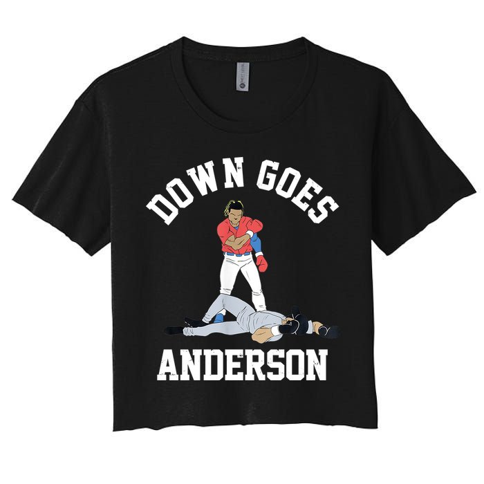Funny Baseball Fight Down Goes Anderson Women's Crop Top Tee