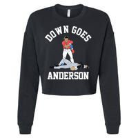 Funny Baseball Fight Down Goes Anderson Cropped Pullover Crew