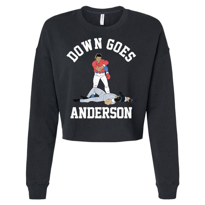 Funny Baseball Fight Down Goes Anderson Cropped Pullover Crew