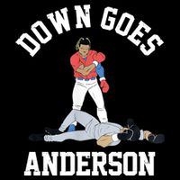 Funny Baseball Fight Down Goes Anderson Cropped Pullover Crew