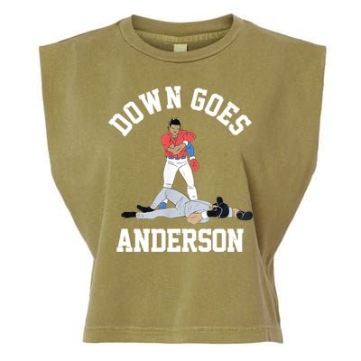 Funny Baseball Fight Down Goes Anderson Garment-Dyed Women's Muscle Tee