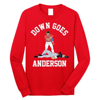 Funny Baseball Fight Down Goes Anderson Long Sleeve Shirt