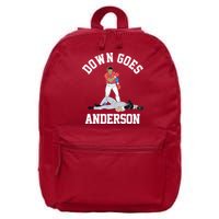 Funny Baseball Fight Down Goes Anderson 16 in Basic Backpack