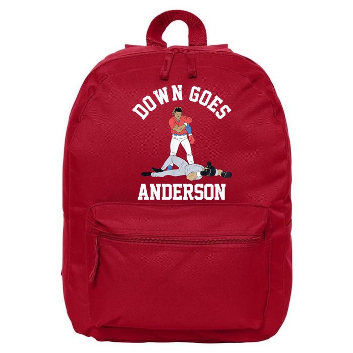 Funny Baseball Fight Down Goes Anderson 16 in Basic Backpack
