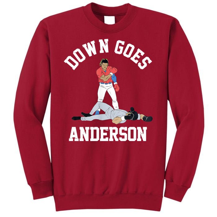 Funny Baseball Fight Down Goes Anderson Tall Sweatshirt