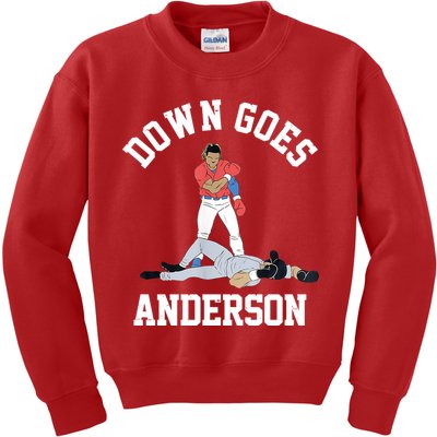 Funny Baseball Fight Down Goes Anderson Kids Sweatshirt