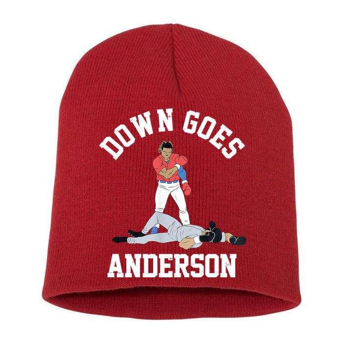 Funny Baseball Fight Down Goes Anderson Short Acrylic Beanie