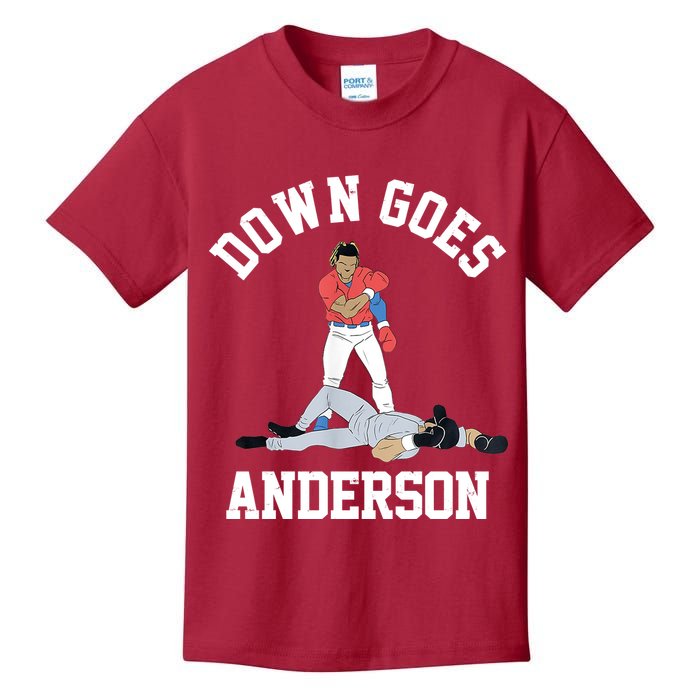 Funny Baseball Fight Down Goes Anderson Kids T-Shirt