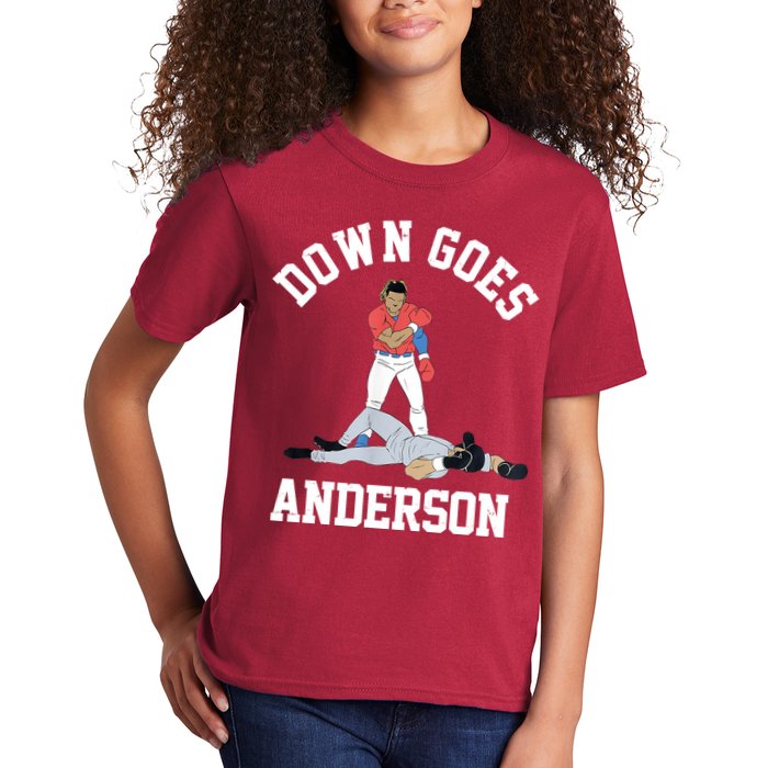Funny Baseball Fight Down Goes Anderson Kids T-Shirt