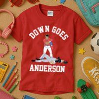 Funny Baseball Fight Down Goes Anderson Kids T-Shirt