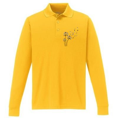 French Bulldog Flower Fly Dandelion Funny Dog Lovers Performance Long Sleeve Polo