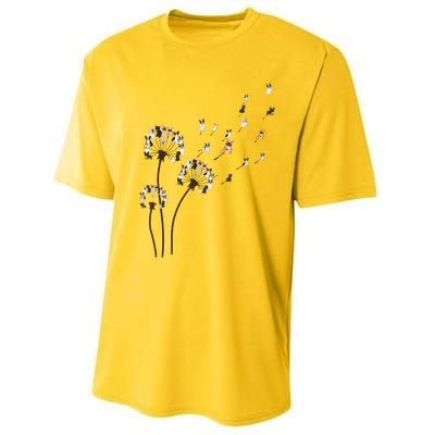 French Bulldog Flower Fly Dandelion Funny Dog Lovers Performance Sprint T-Shirt