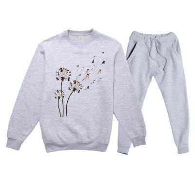 French Bulldog Flower Fly Dandelion Funny Dog Lovers Premium Crewneck Sweatsuit Set