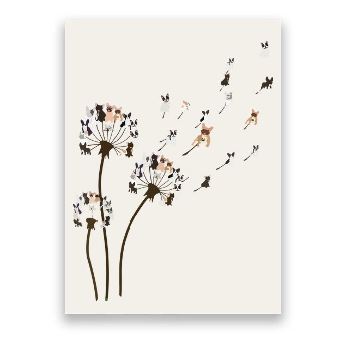 French Bulldog Flower Fly Dandelion Funny Dog Lovers Poster