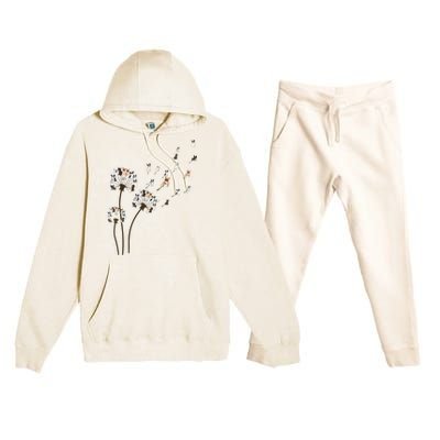 French Bulldog Flower Fly Dandelion Funny Dog Lovers Premium Hooded Sweatsuit Set