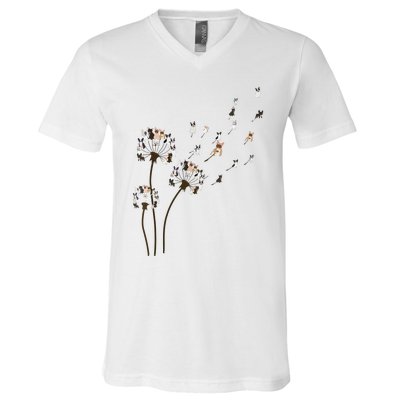 French Bulldog Flower Fly Dandelion Funny Dog Lovers V-Neck T-Shirt