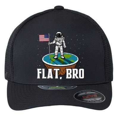 Flat Bro Funny Gift The Earth Is Flat Gift Flexfit Unipanel Trucker Cap