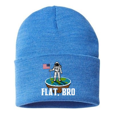 Flat Bro Funny Gift The Earth Is Flat Gift Sustainable Knit Beanie